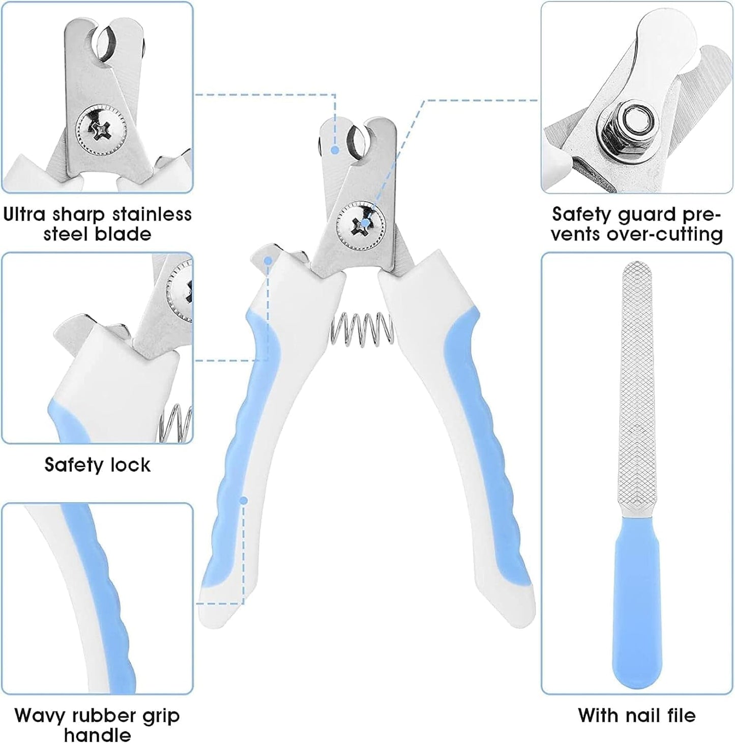 Pet Grooming Kit 7Pcs Self-Cleaning Brush Nail Clipper Flea Comb Shampoo