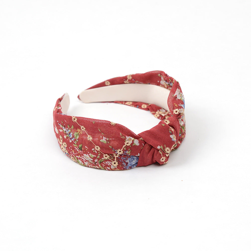 Embroidered Tulle Headband with Knot Detail