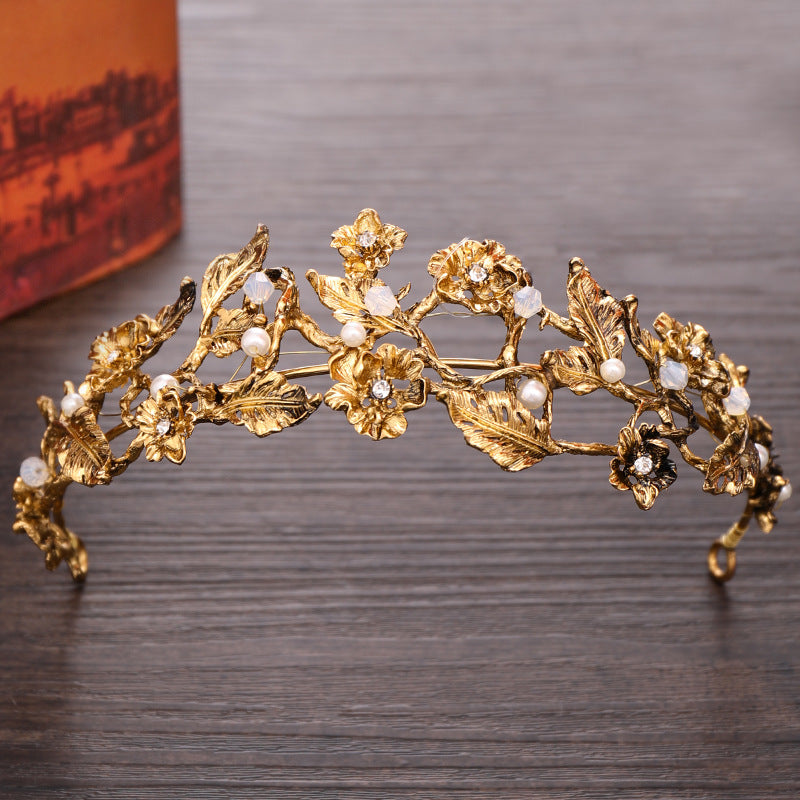Diamond-Shaped Flower Crown Tiara for Weddings & Celebrations - Patina