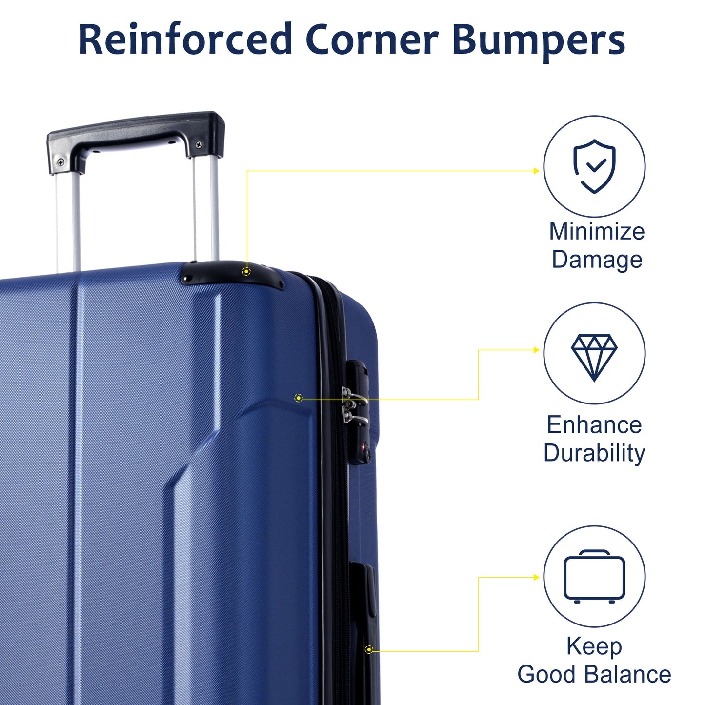 28-Inch Expandable Hardshell Luggage - Lightweight Blue Suitcase