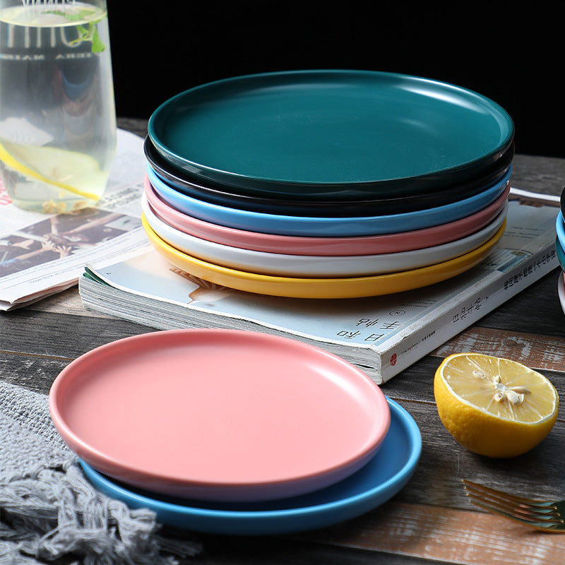 Nordic Ceramic Salad Plate - Multi-Color, 6/8/10 Inch, Elegant Kitchenware