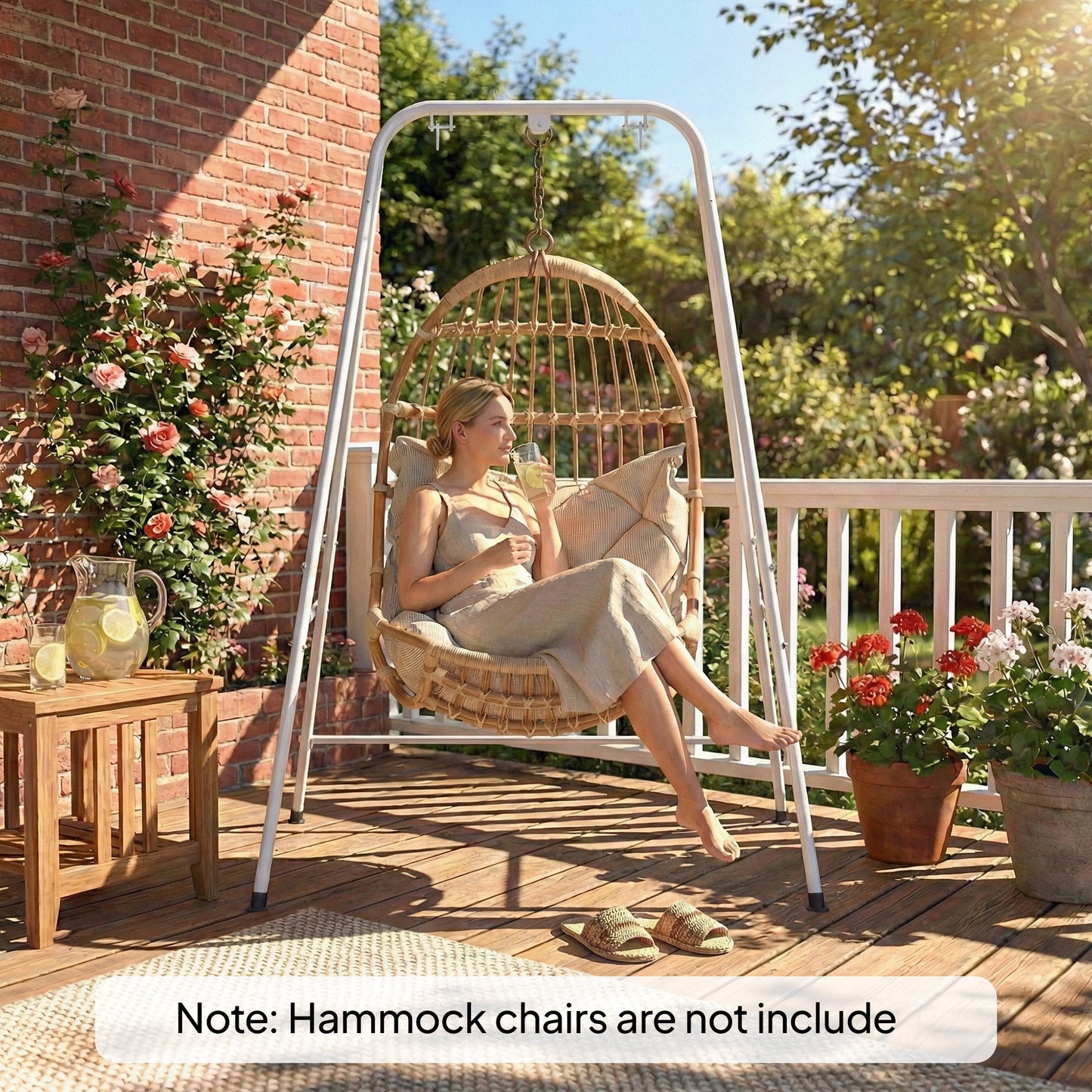 Hammock Chair Stand for Indoor & Outdoor Use - White