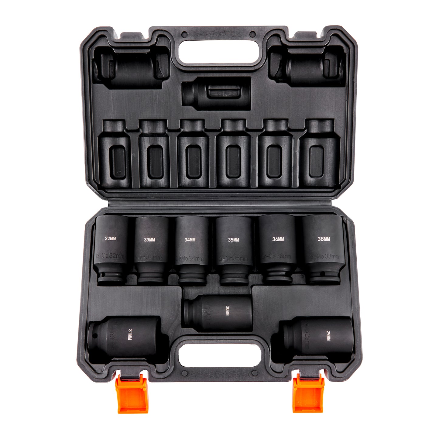 Impact Socket Set 9-Piece Deep Metric 29-38mm Cr-Mo Steel Auto Repair Tools