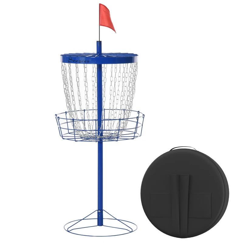 Portable Disc Golf Basket with 24 Chains & Carrying Bag - Deep Blue