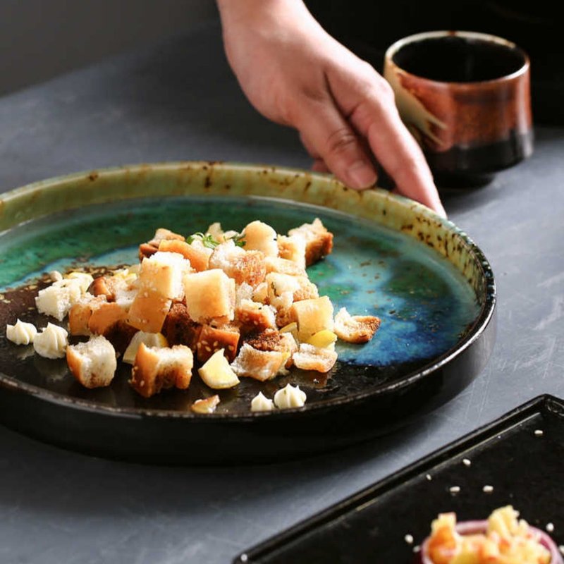 Round Ceramic Salad Plate - Handmade Kitchen Dinnerware
