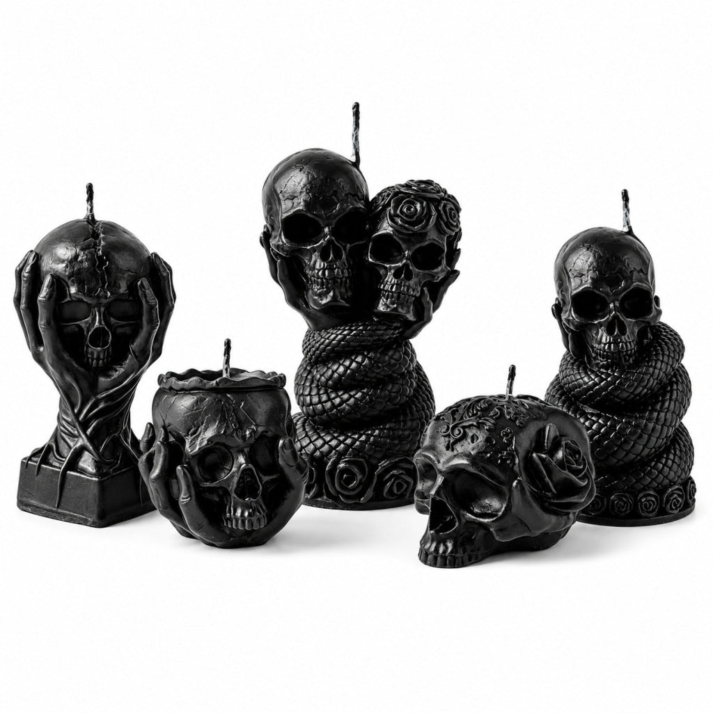 Halloween Skull Candle Set - Aromatherapy, Handmade, Multiple Styles