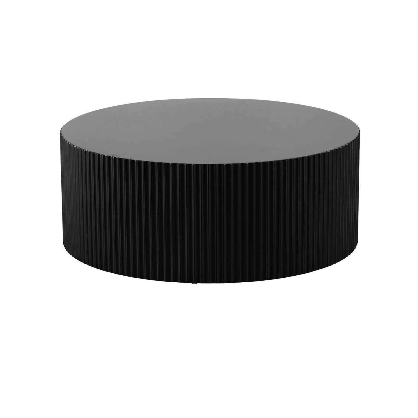Modern Round Coffee Table with Eye-Catching Relief Design - Matt Black