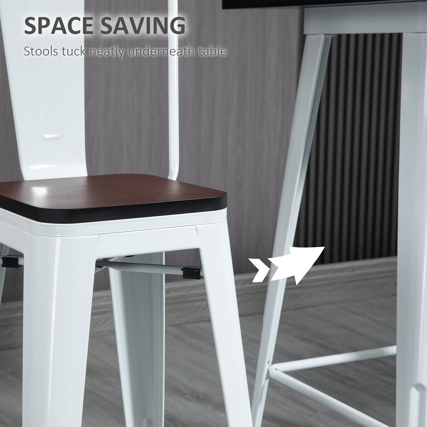 3 Piece Industrial Dining Table Set, Bar Height and Chairs Set with