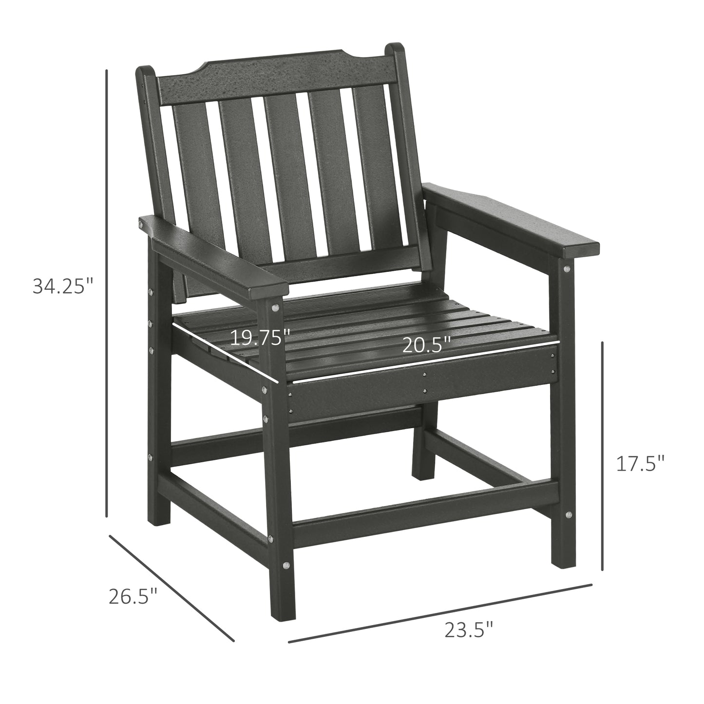 2-Piece Gray HDPE Patio Dining Chair Set - All-Weather Outdoor Chairs