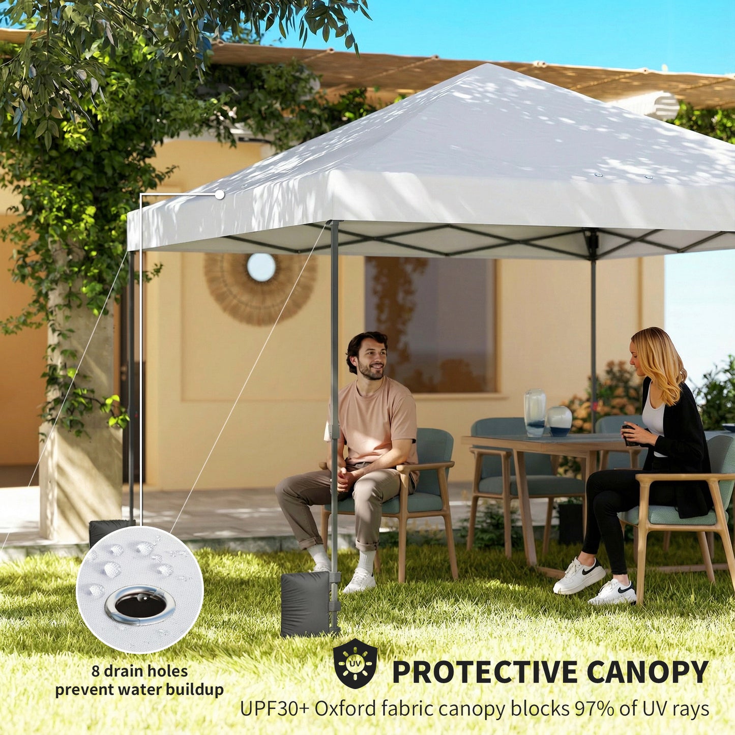 10x10 ft Pop Up Canopy Tent with Instant Setup - White