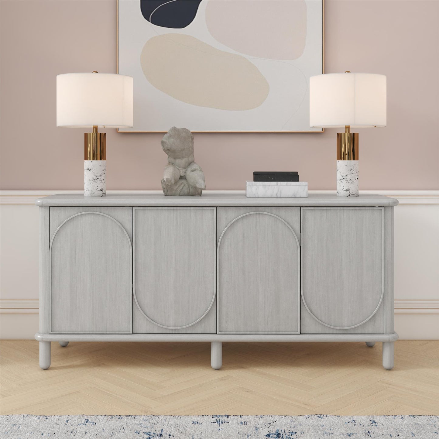 Rustic White Selena Credenza - Home Office Storage Unit