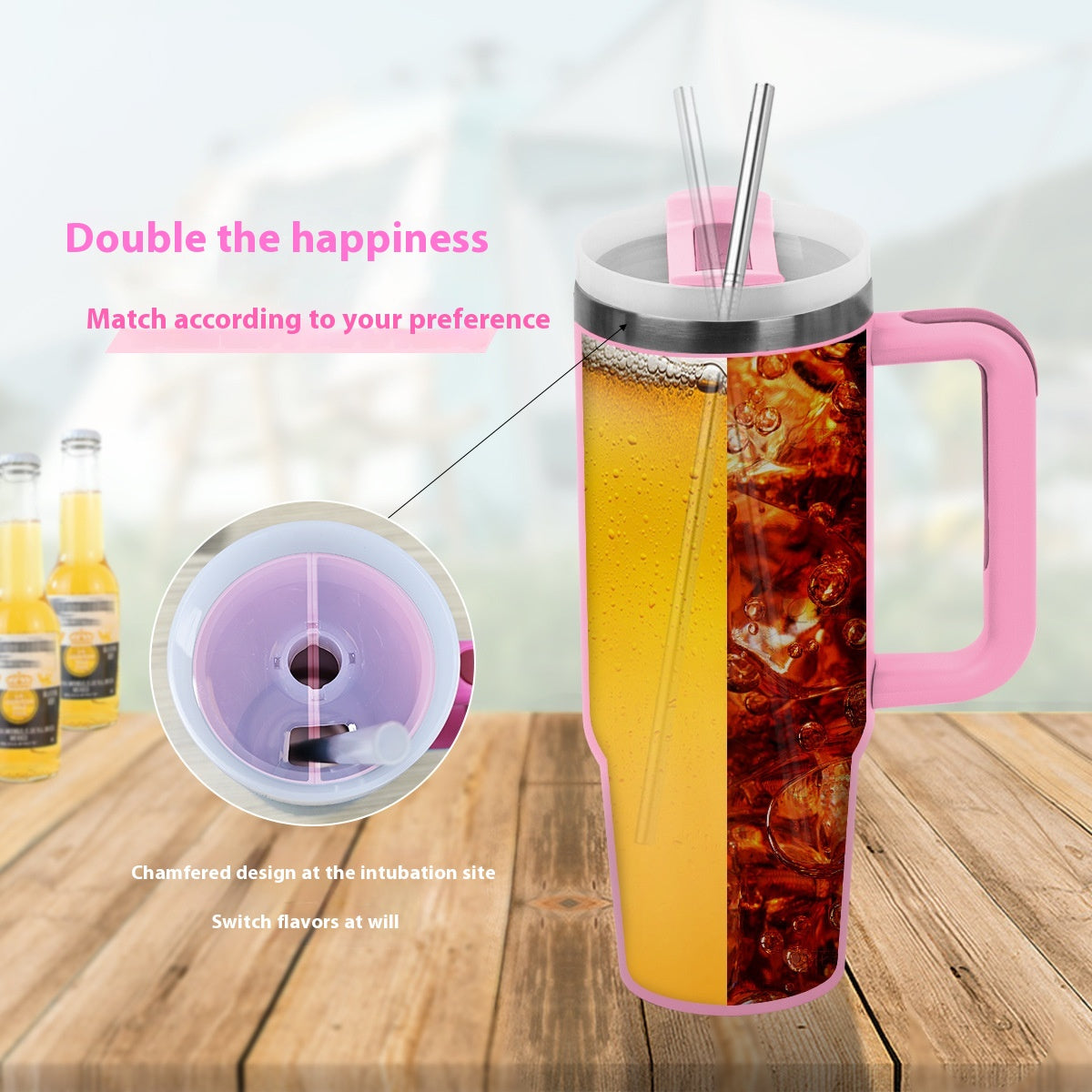 Large Capacity Vacuum Insulated Drink Cup - Multi-Color Silicone Liner 30oz/40oz