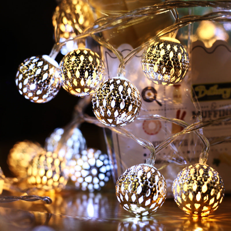 Moroccan Spherical Wrought Iron Decorative String Lights - Warm White, 2m-12m Options