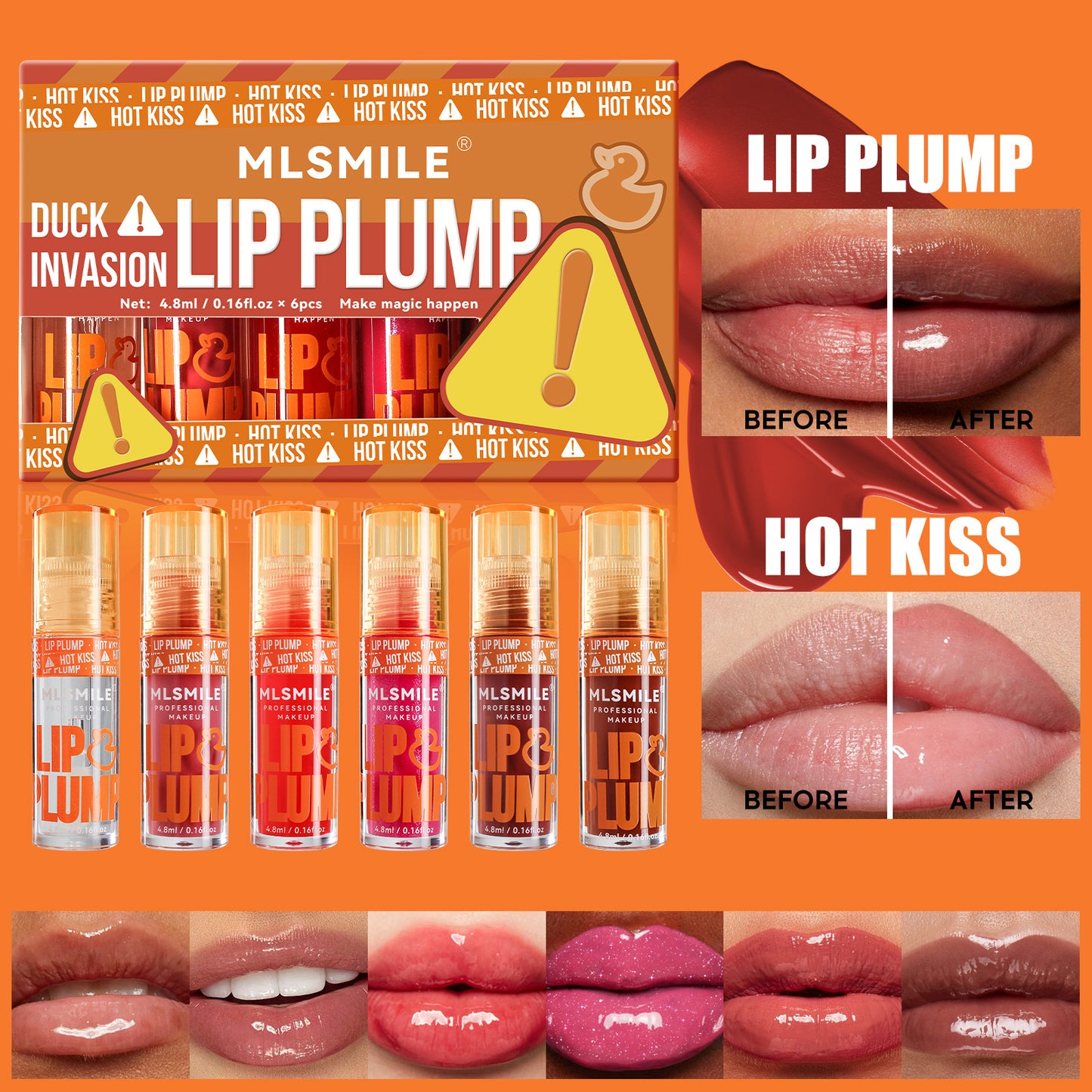 Lip Gloss Set - Moisturizing Lip Glaze with 6 Colors, 4.8ml Each