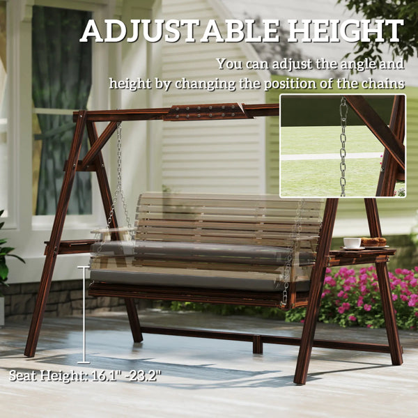 Ergonomic Outdoor Swing Chair with Cushioned Seat - Carbonized Brown
