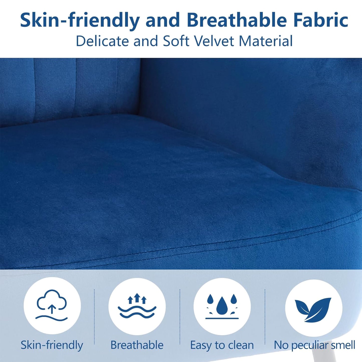 Modern Velvet Accent Chair - Comfy Barrel Armchair in Blue