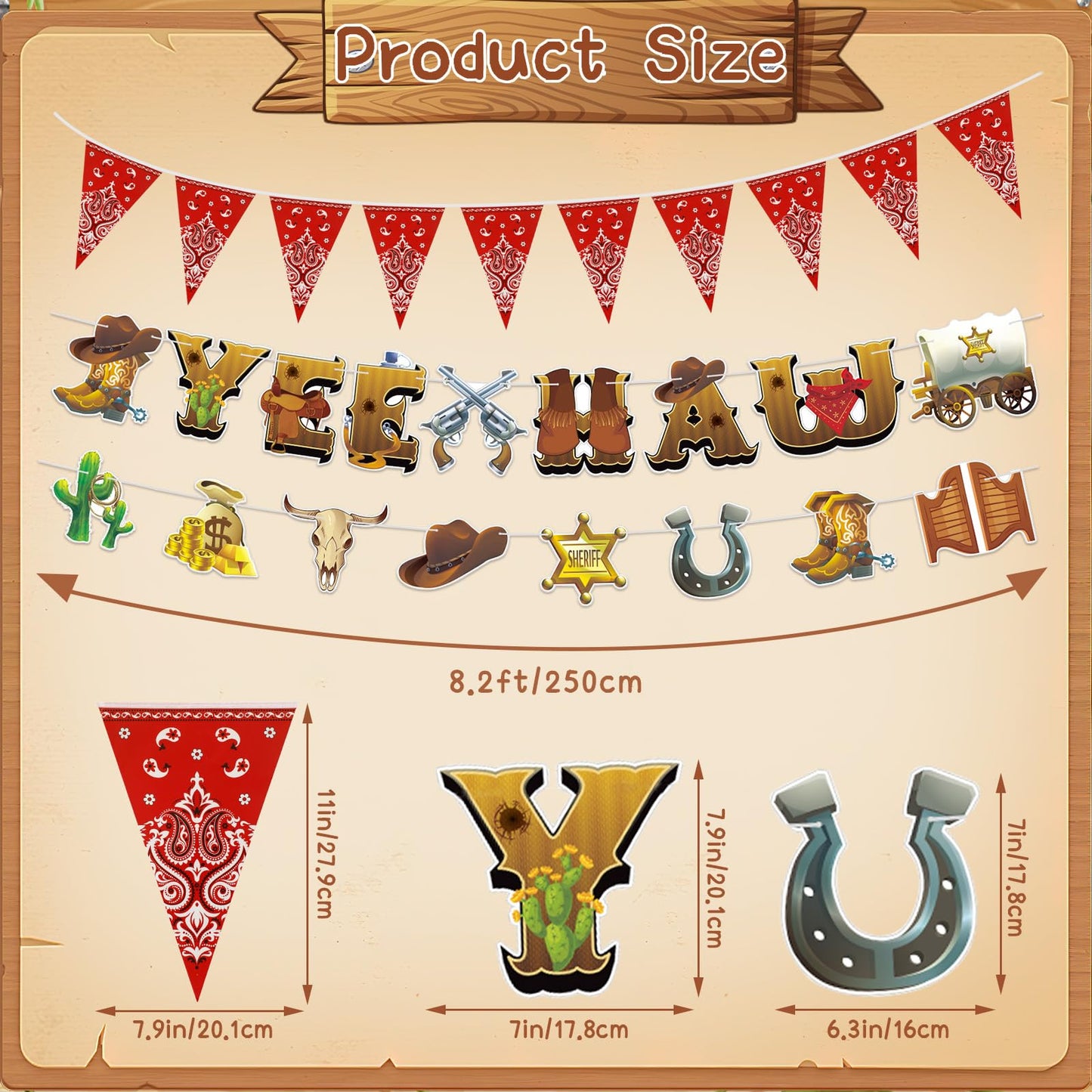 Western Cowboy Party Decorations - 4 Piece Banner Set