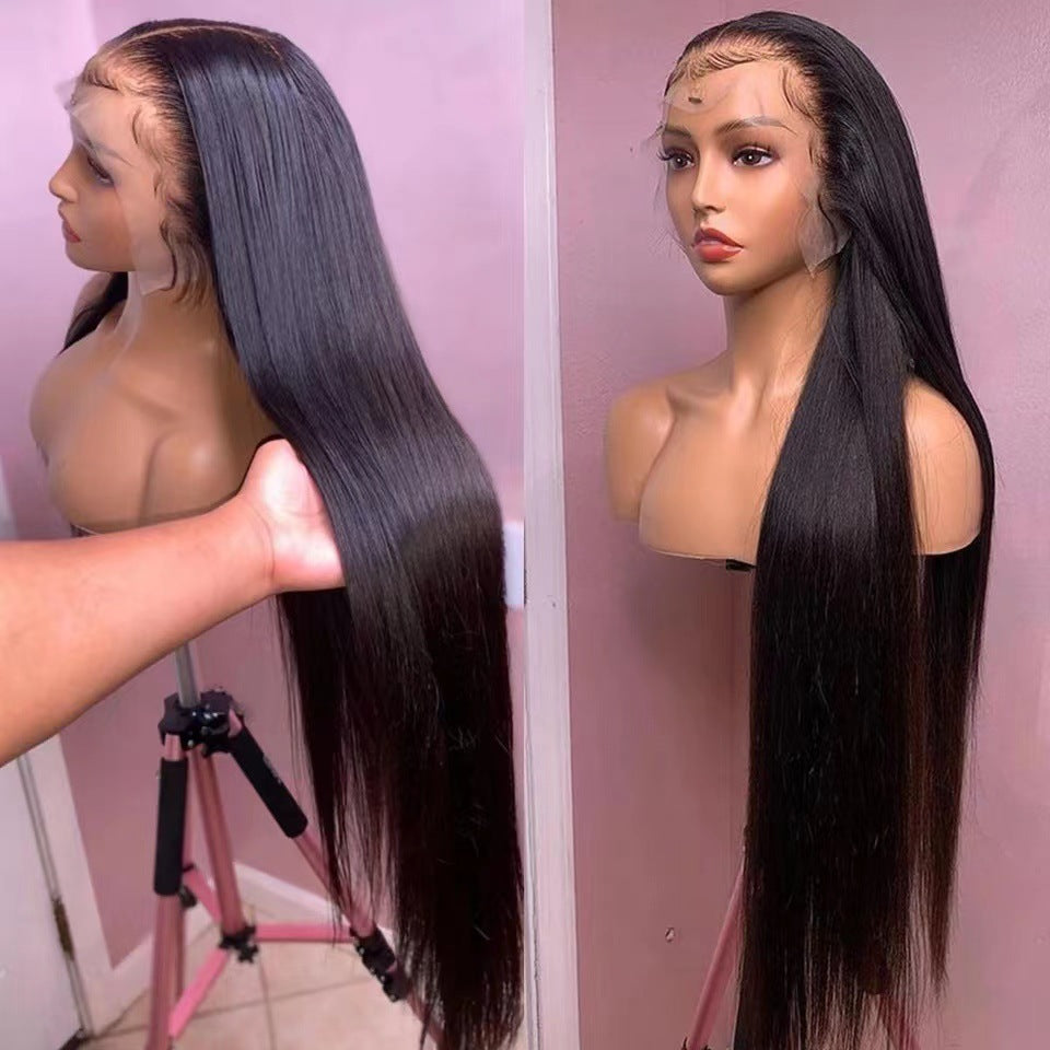 Long Straight Synthetic Wig for Women - High-Temperature Fiber, Black