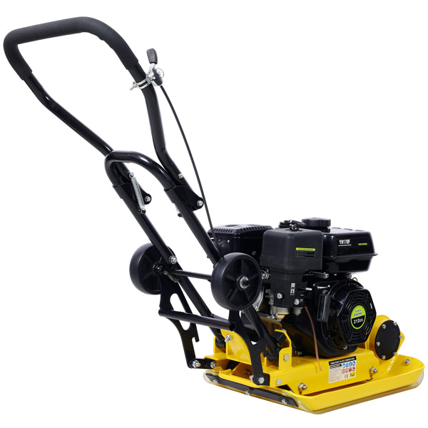 Gas Powered Plate Compactor 7.0 HP 5500PPM with Steel Plate & Wheels