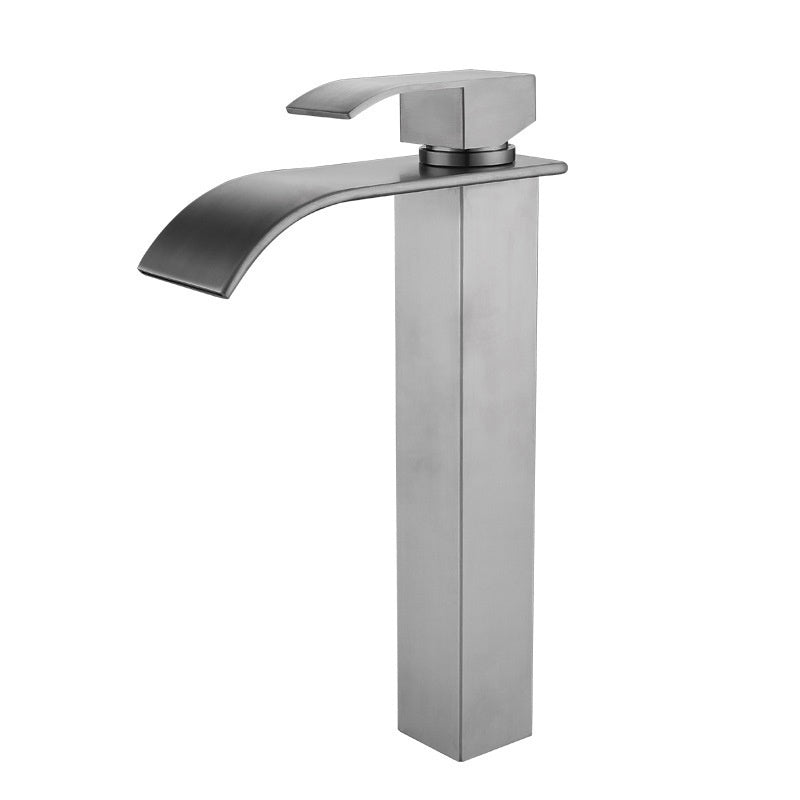 Waterfall Bathroom Sink Faucet Black Hot Cold Stainless Steel