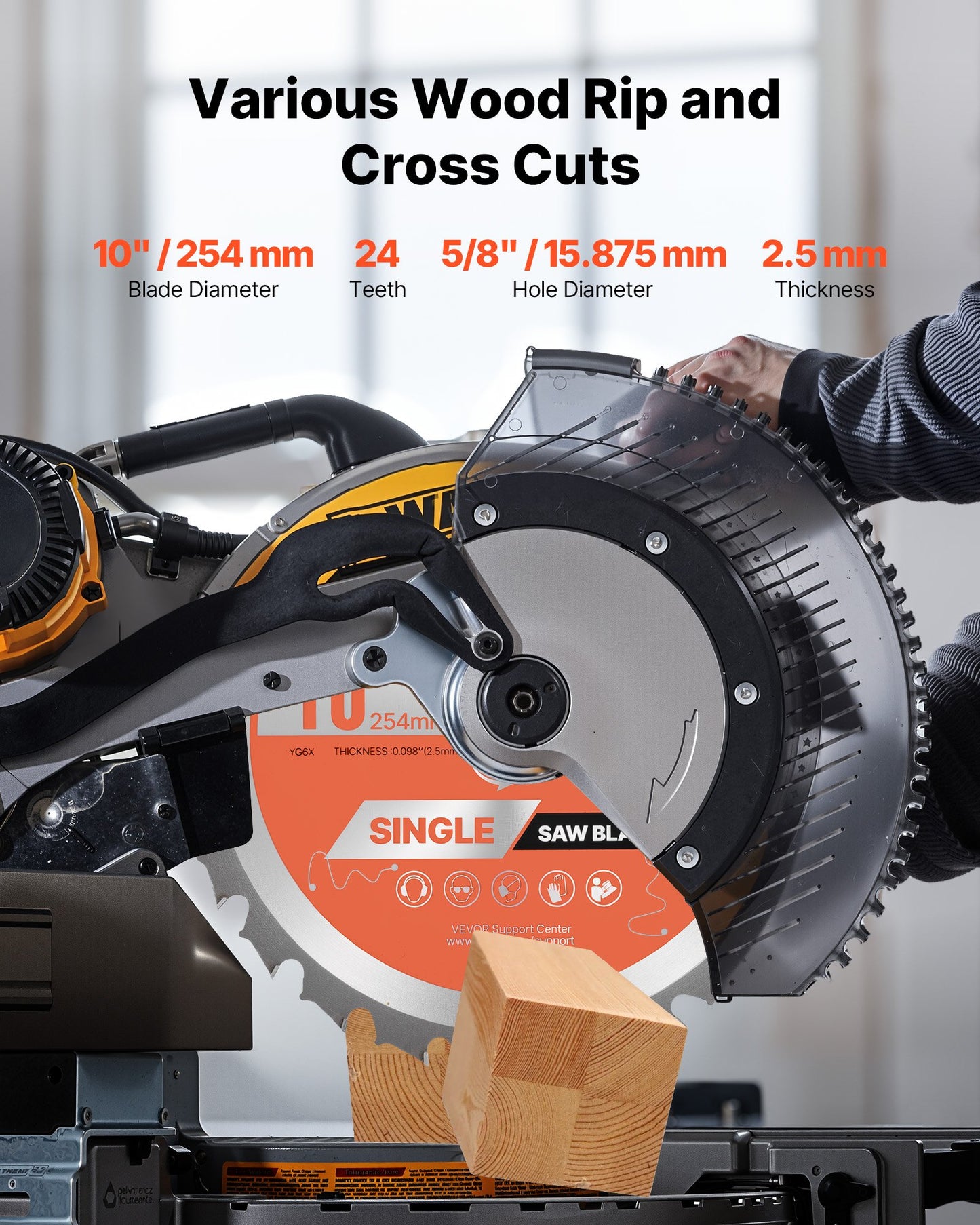 10 Inch Circular Saw Blade for Wood Cutting - 24 Teeth, Orange