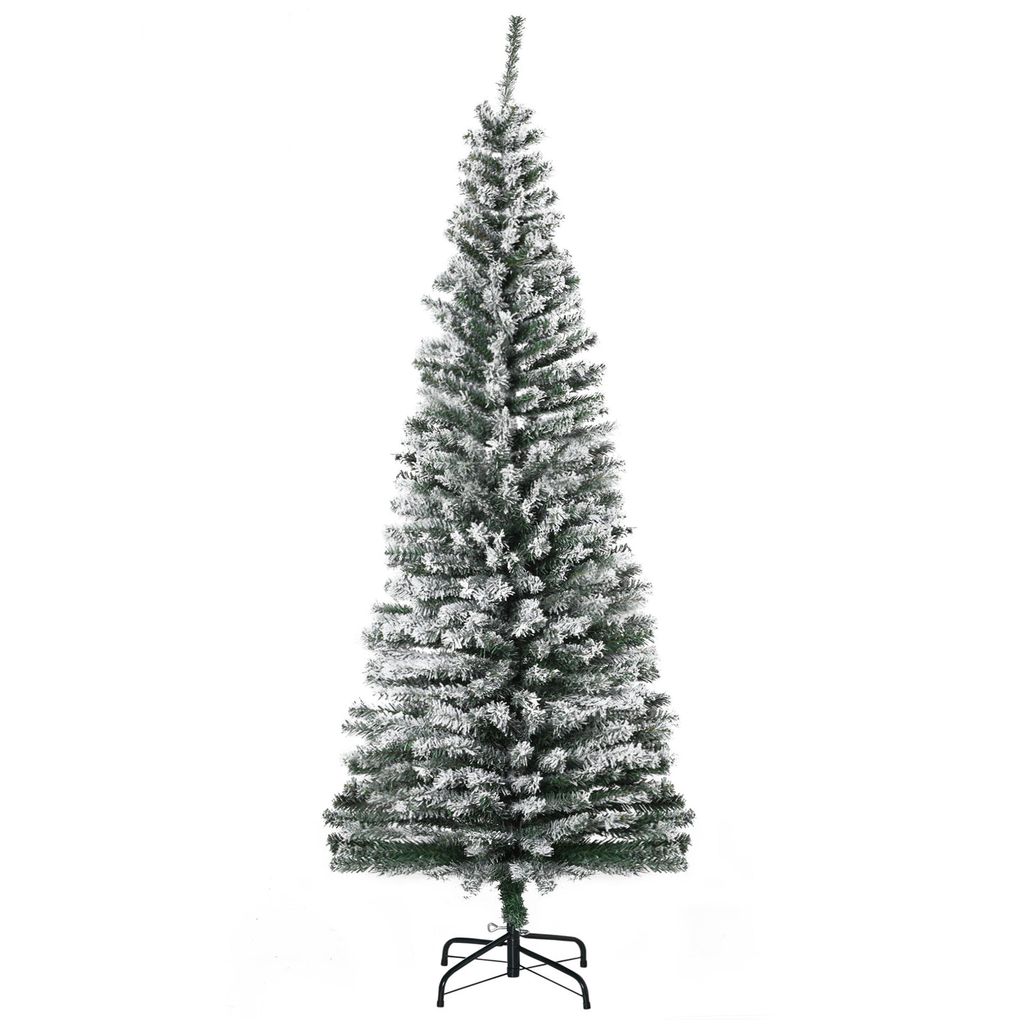 6ft Flocked Christmas Tree - Pencil Shape with Faux Snow