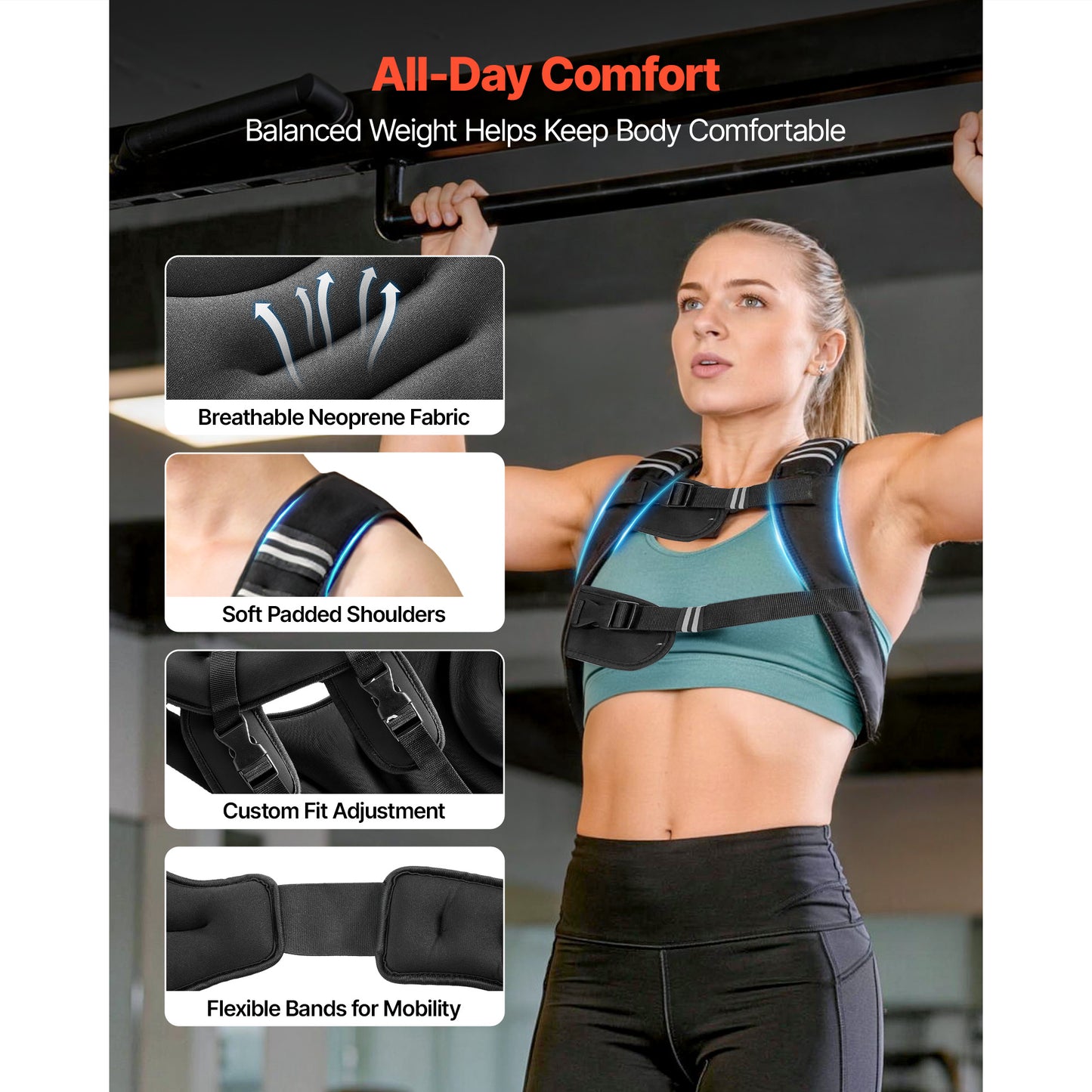 Weighted Vest 25 Lbs for Men Women - Adjustable Body Weight Training Equipment