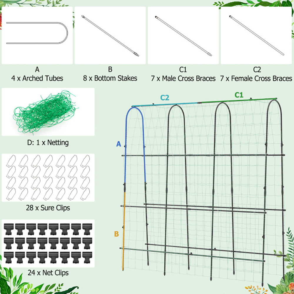 Large U-Shaped Garden Trellis for Climbing Plants - Black, 71 x 71 Inches
