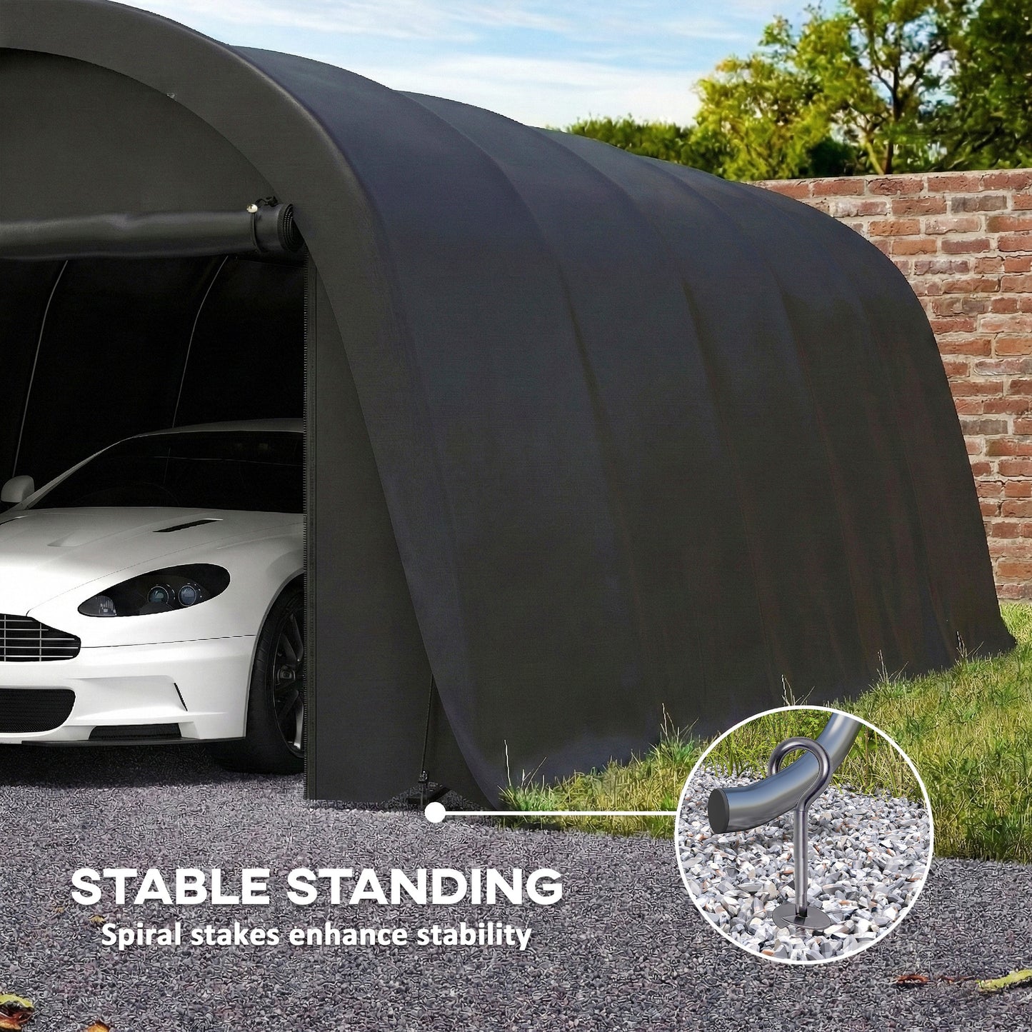 Heavy Duty 12x23.6 ft Portable Carport Canopy Tent - Dark Gray