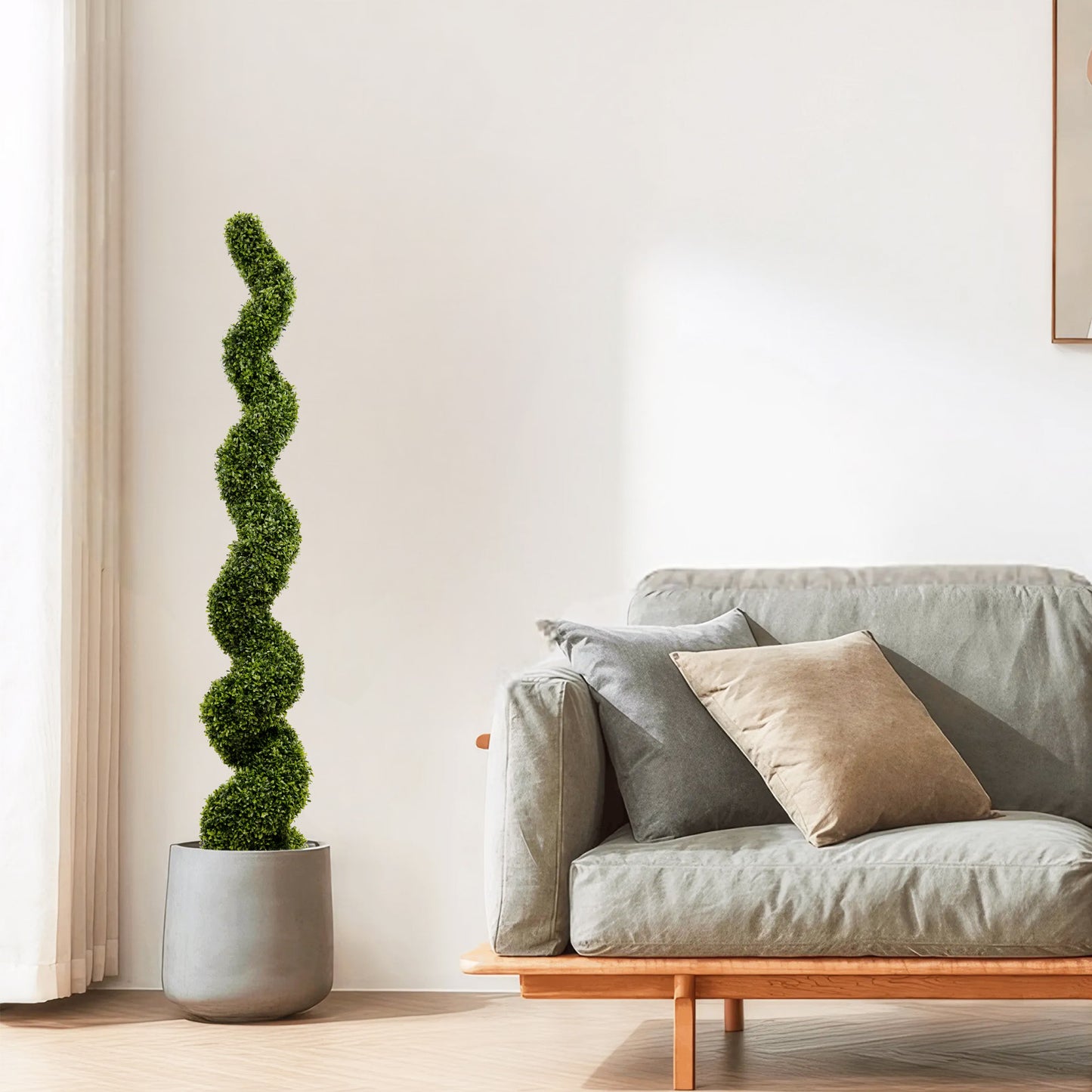 6FT Artificial Spiral Boxwood Topiary Trees - Green, 2pcs Set