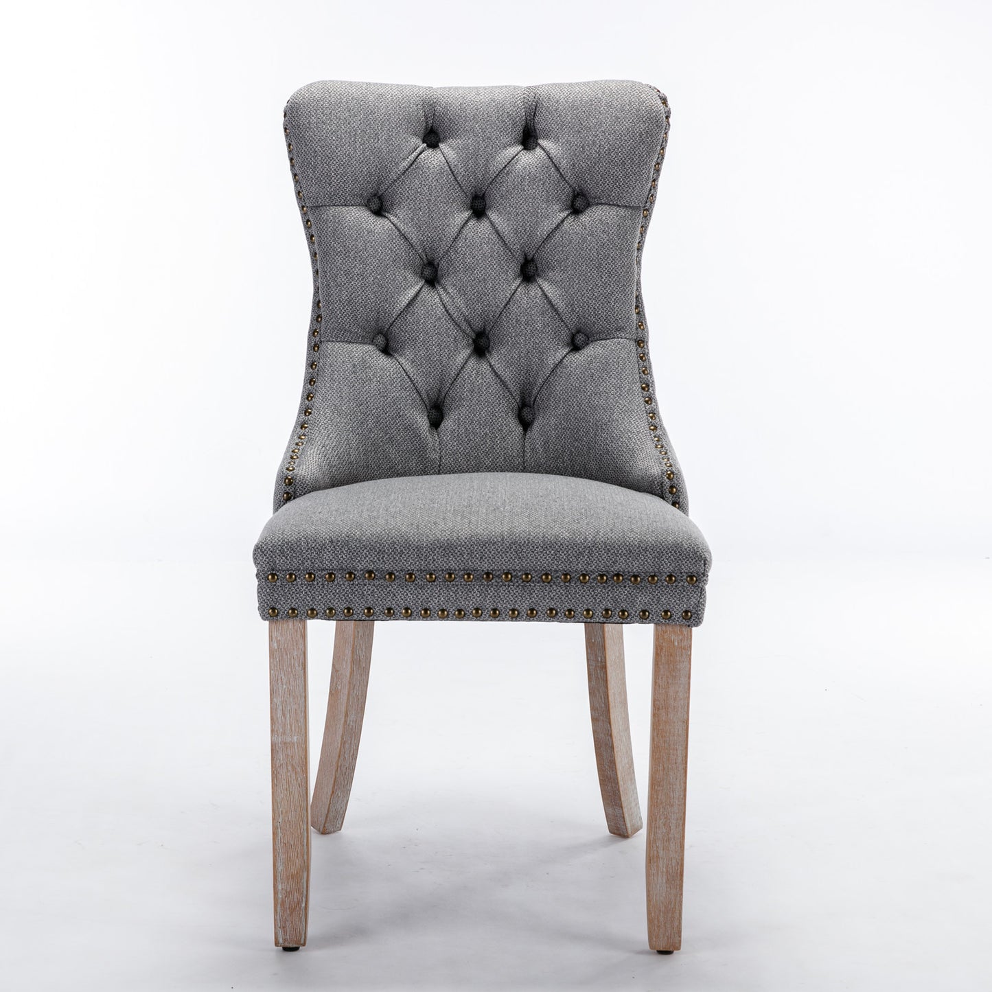 Tufted Gray Upholstered Dining Chairs - Set of 2