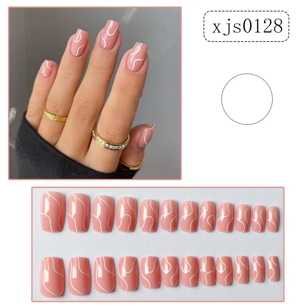 Fake Nail Set with Glue - 24 Pieces Nail Art Accessories for Manicure