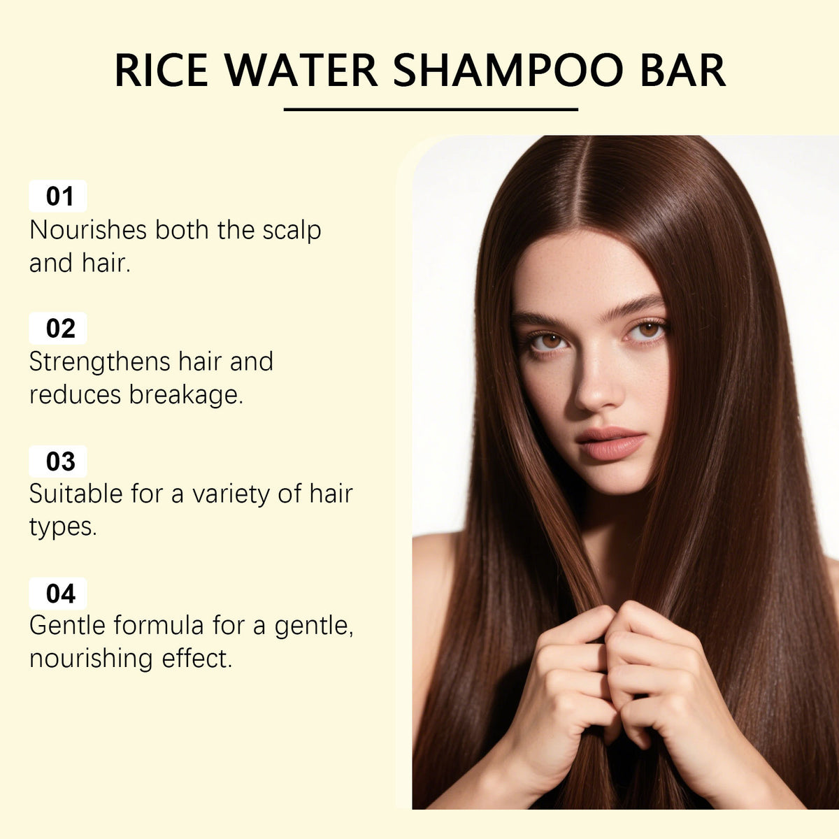 Rice Water Shampoo Bar - Natural Hair Cleansing Bar with Shea & Oils 120g