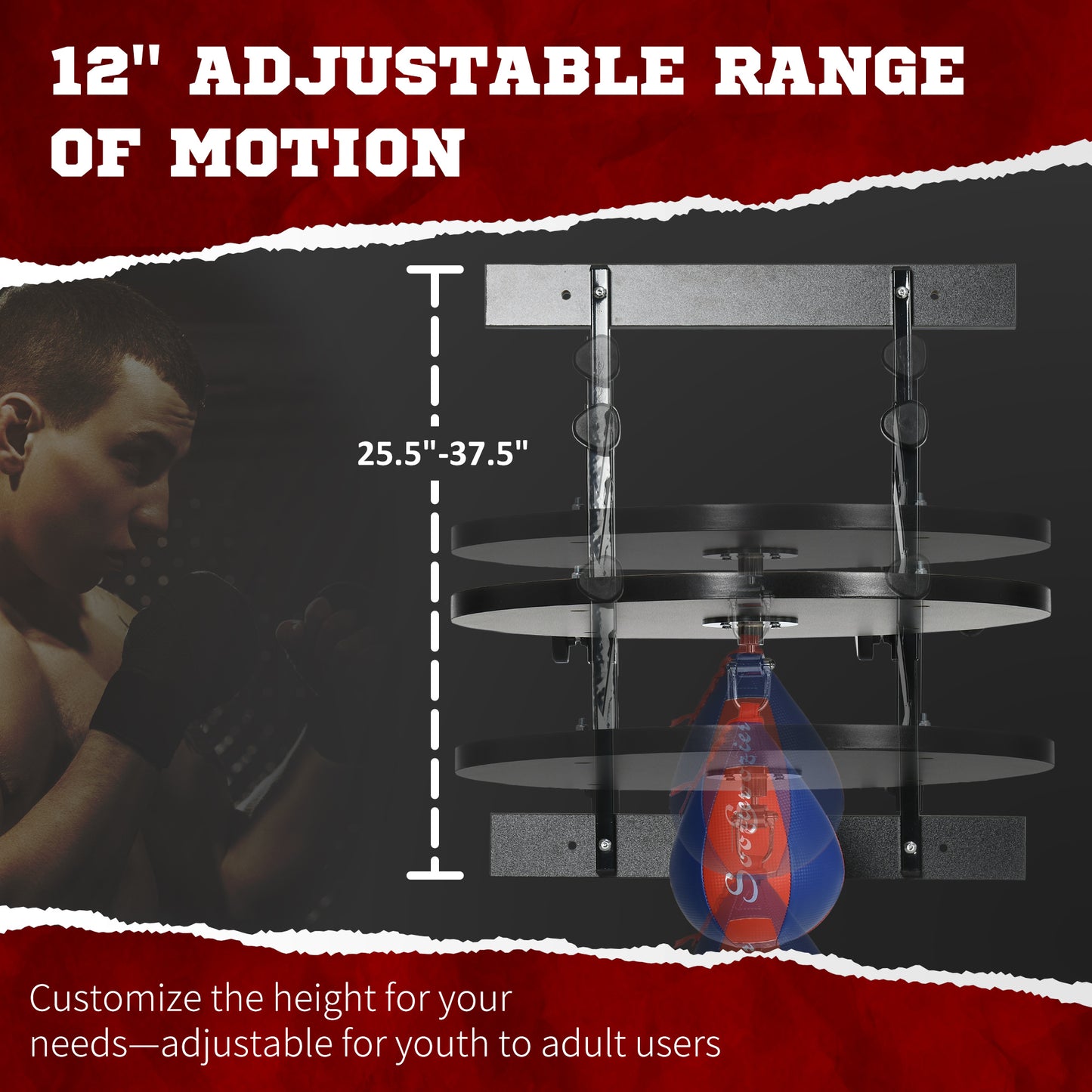 Wall-Mounted Speed Bag Platform with Adjustable Height & 360-Degree Swivel