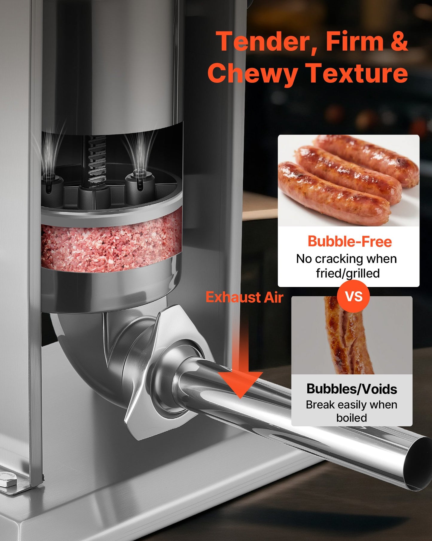 Manual Sausage Stuffer 7 Lb Vertical Meat Filler with 5 Tubes - Heavy Duty Stainless Steel