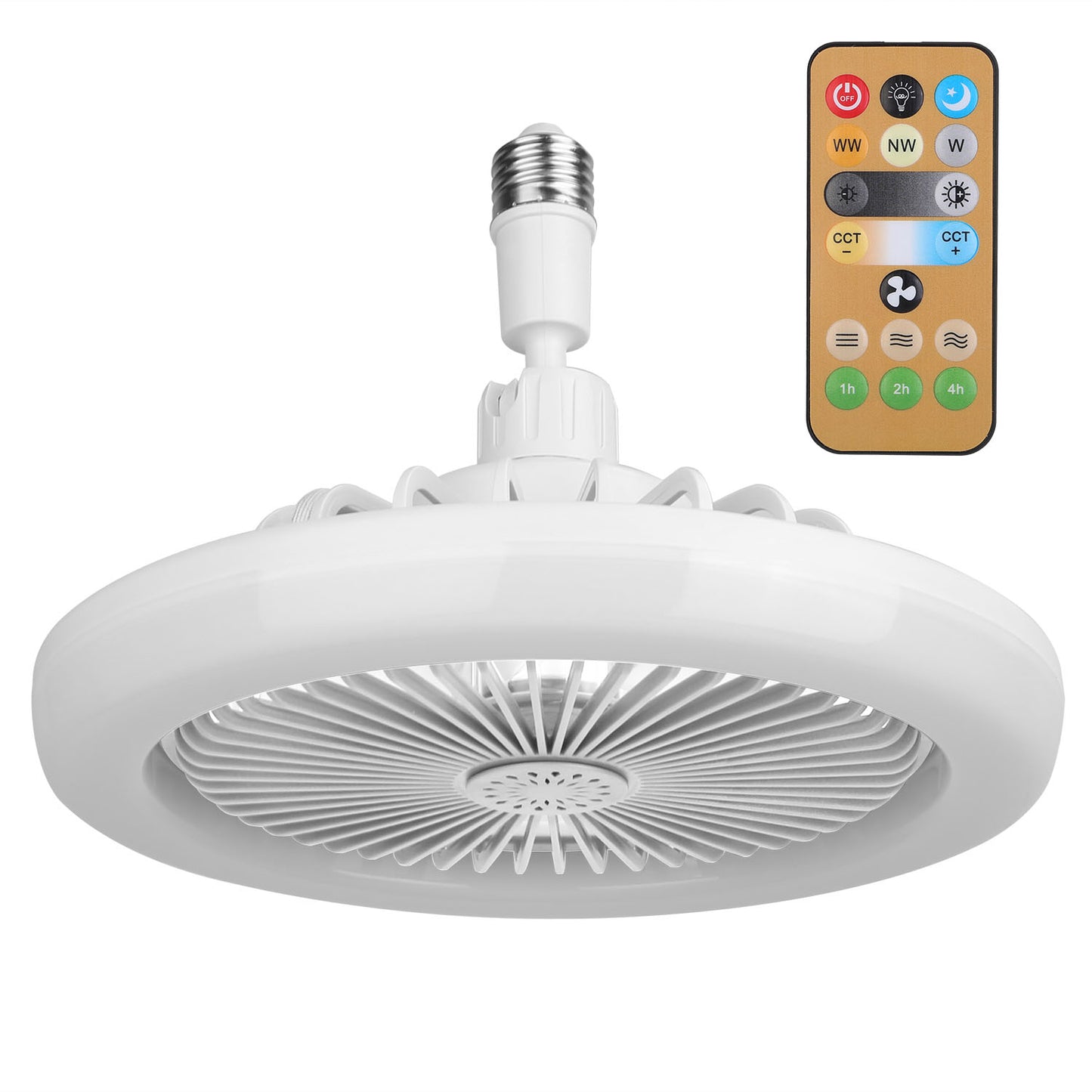 LED Ceiling Fan with Dimmable Lights Remote Control 9.44in E27 Socket