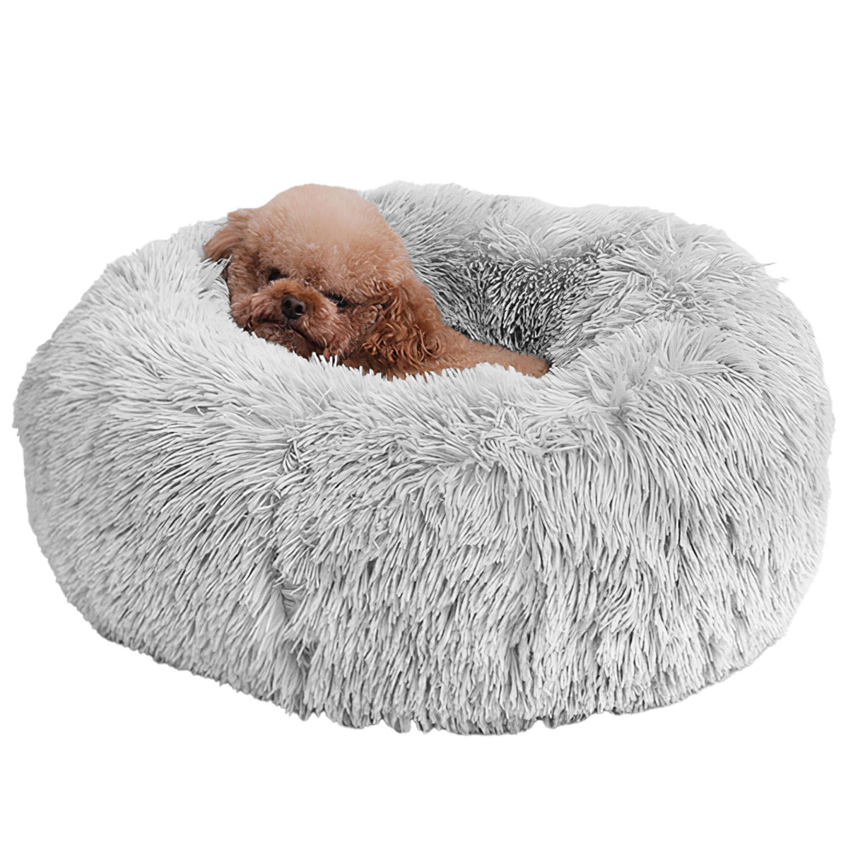 Soft Warm Plush Dog & Cat Bed with Supportive Rim and Non-Slip Bottom