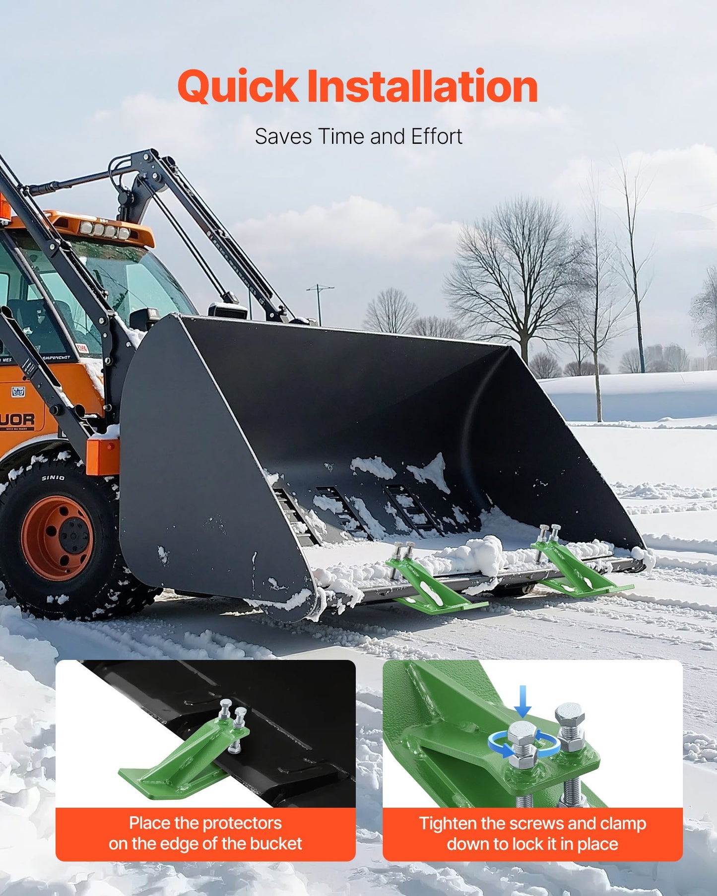 Heavy Duty Tractor Bucket Edge Protectors 2PCS - Green Garden Tool