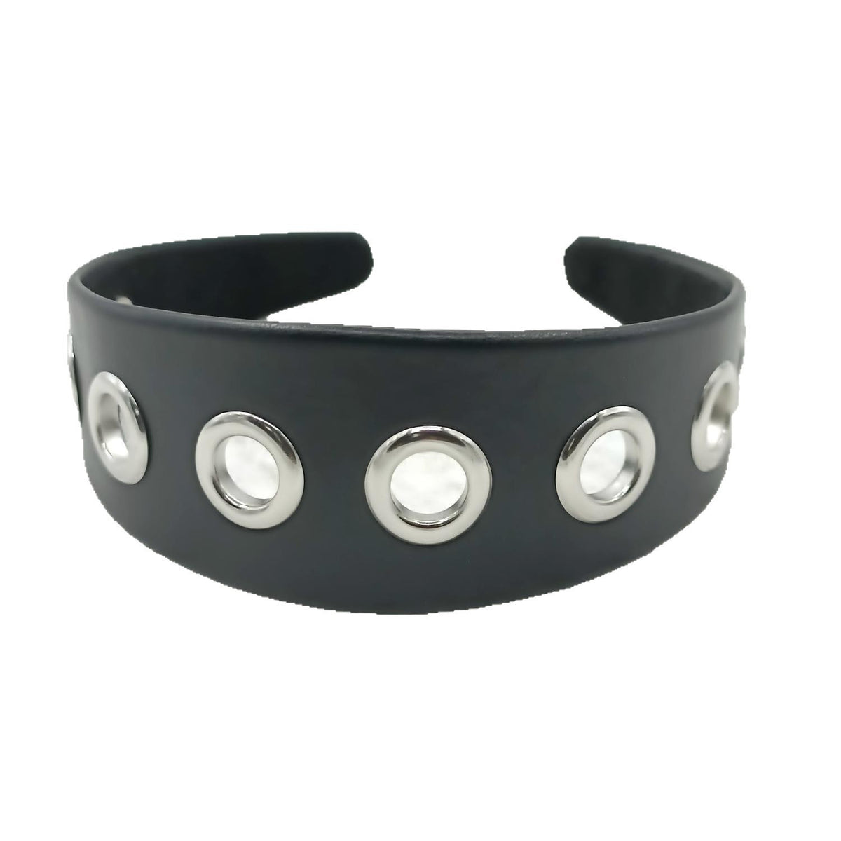 Rivet Punk Headband - Wide Style, Black