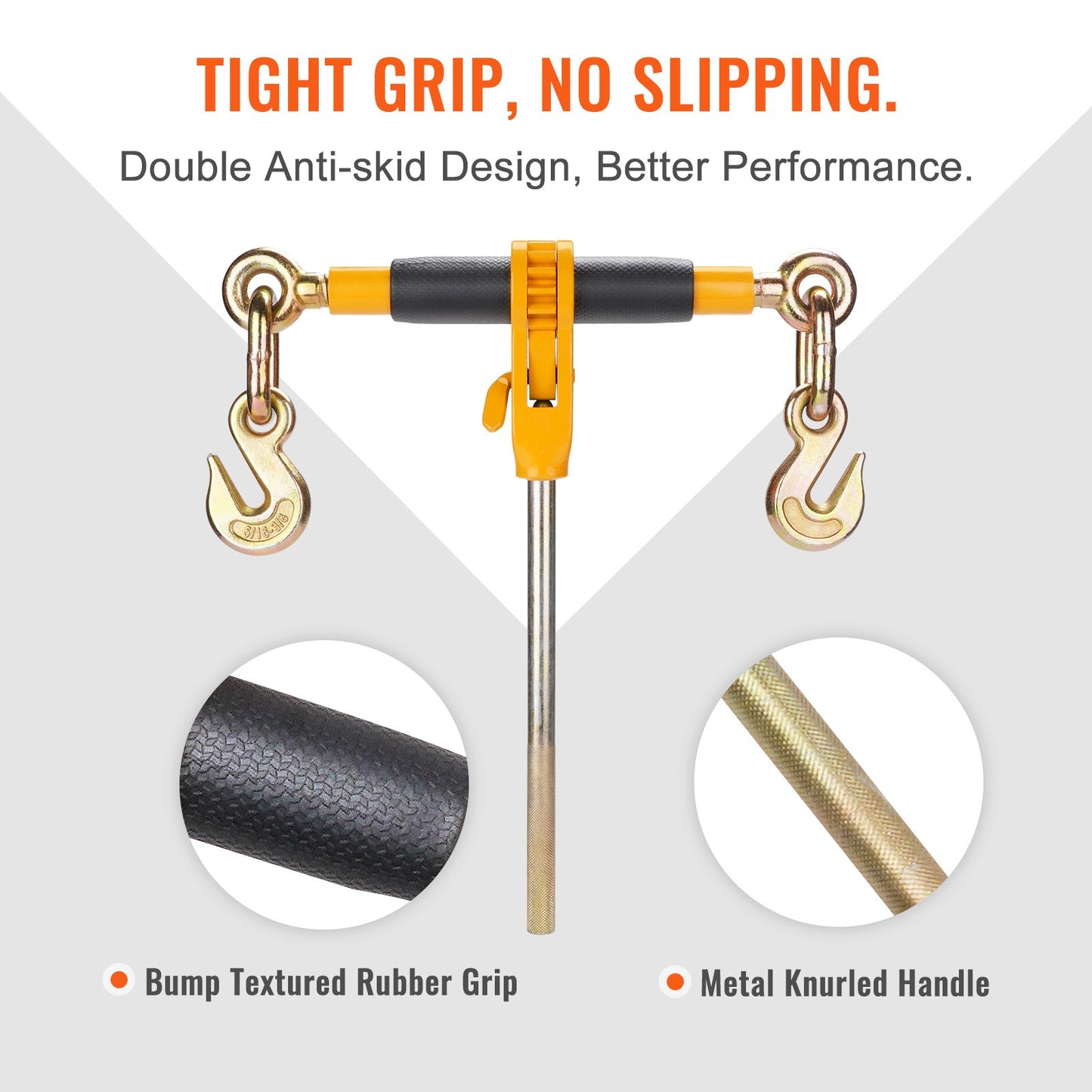 Heavy Duty Ratchet Chain Binder 2PCS with G80 Chains 12,000 lbs Load Limit - Yellow