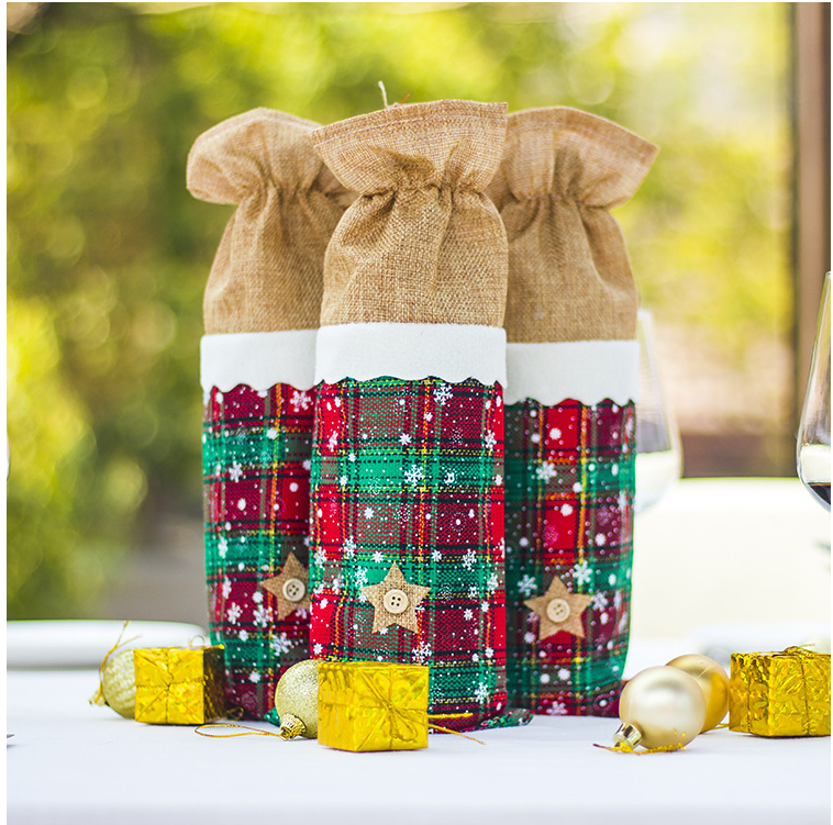 Christmas Wine Bottle Bag - Festive Holiday Decor for Gifts & Table Settings