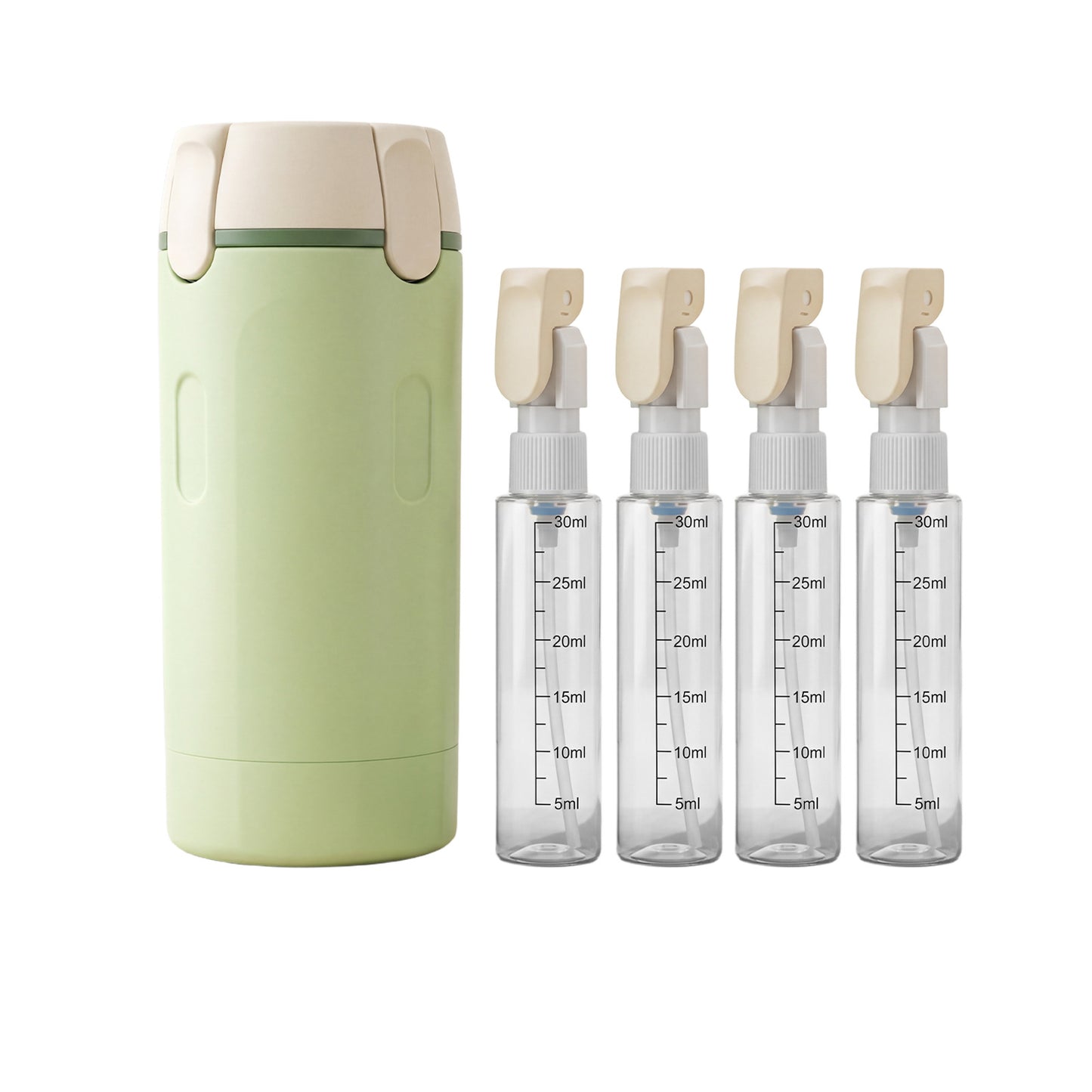 Four In One Refillable Travel Bottle Set Green for Personal Care & Storage