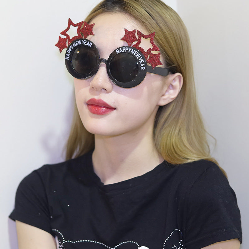 Funny New Year Party Glasses Supplies Photo Props Unisex Dress Up Accessories