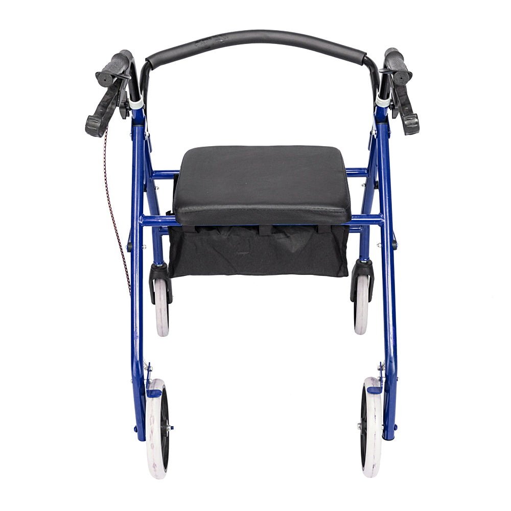 Adjustable Rolling Medical Walker with Padded Seat and Storage - Black & Blue