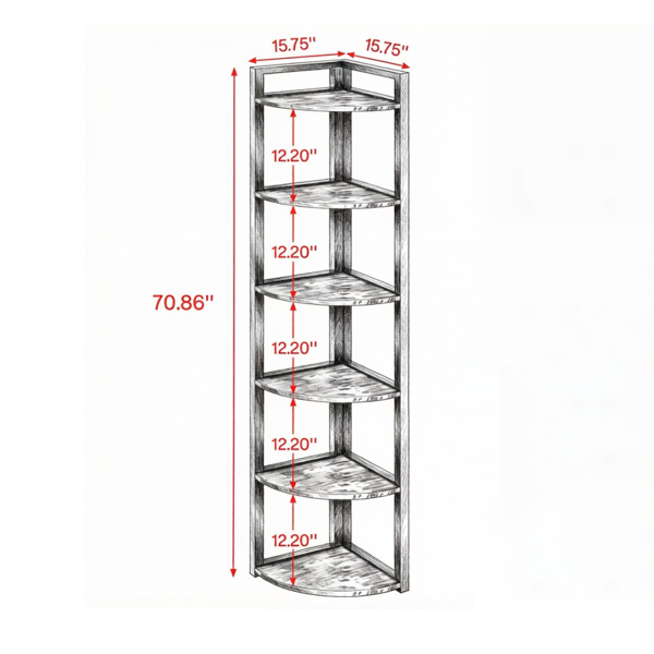 Corner Shelf - 6-Tier Multi-Functional Stand for Small Spaces