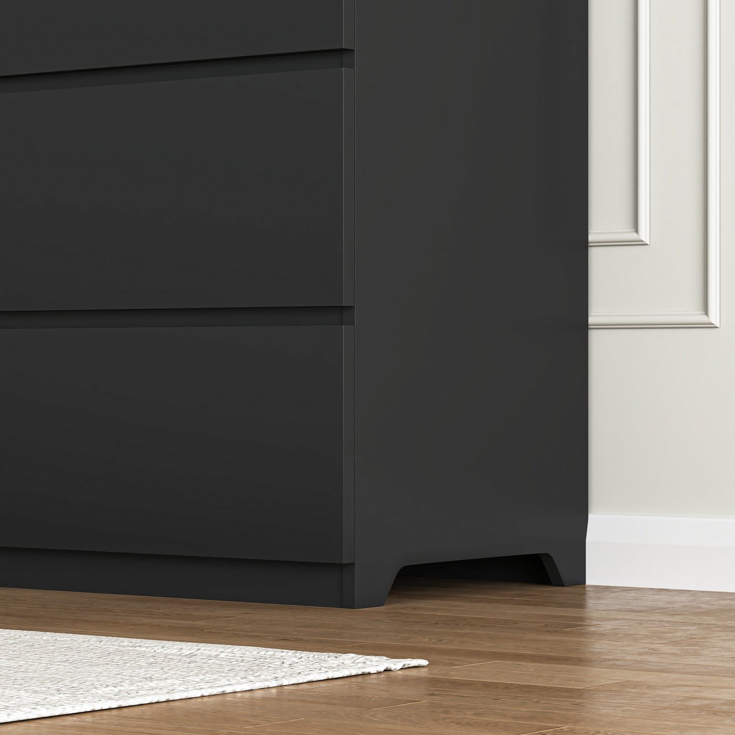 8-Drawer Black Dresser - Modern Wood Chest for Bedroom
