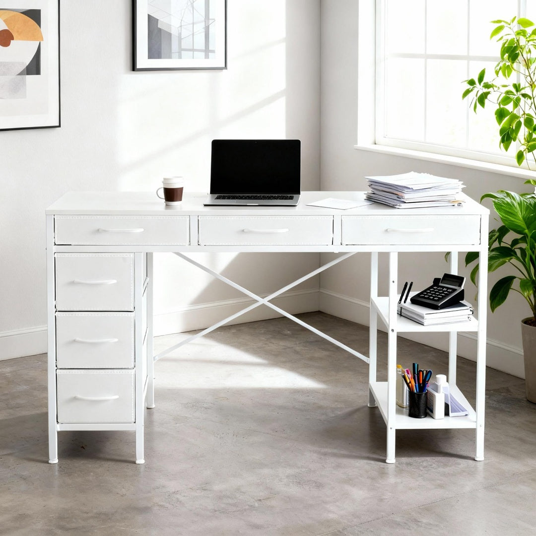 55-Inch Computer Desk with 6 Drawers for Home Office Storage