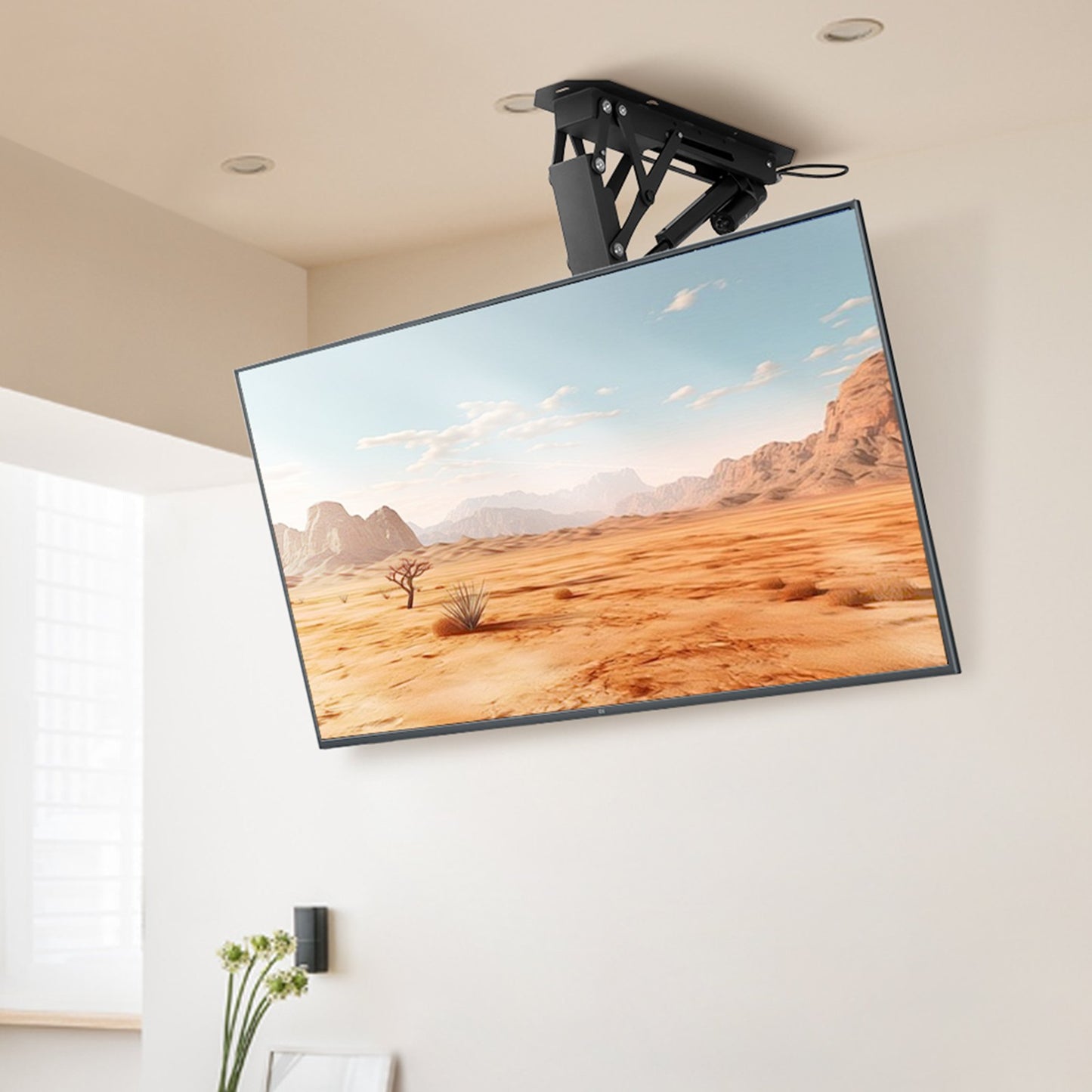 Motorized Ceiling TV Mount for 32-70 Inch TVs - Adjustable Height