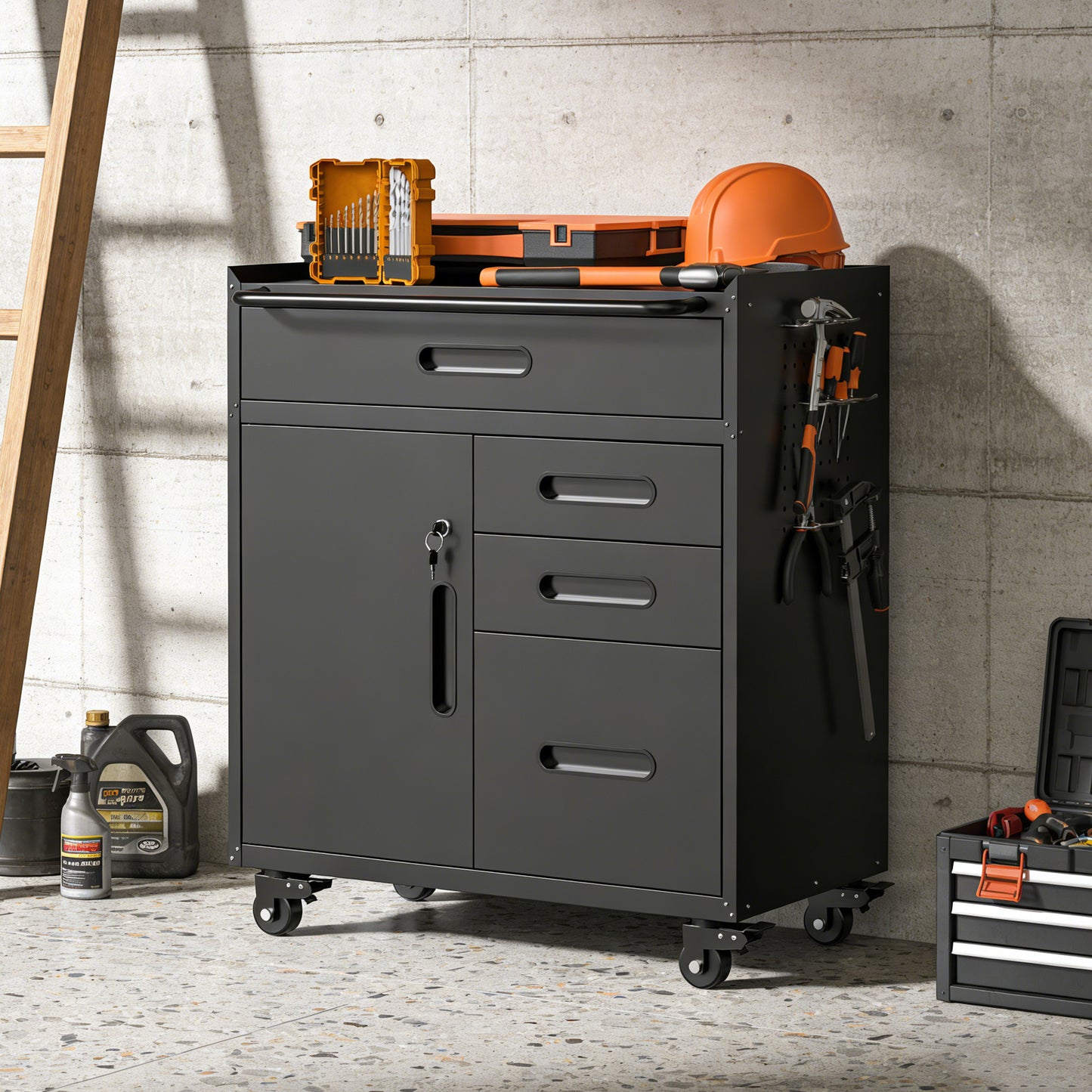 34.3 Mobile Tool Storage Cabinet - Garage Organizer With Lockable