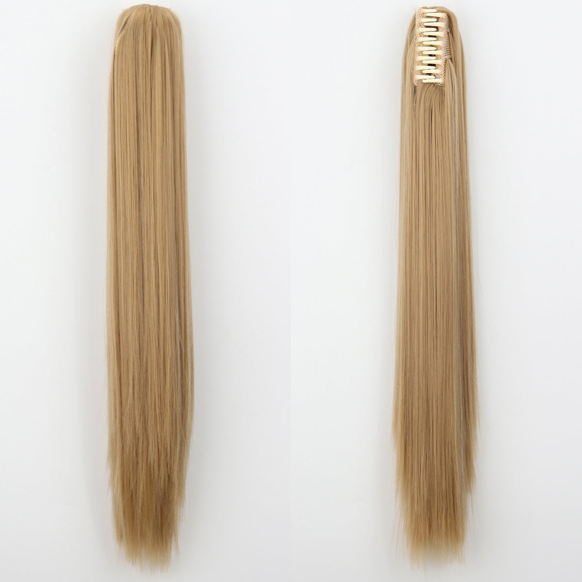 Long Straight Synthetic Wig with Ponytail Claw Clip - Chemical Fiber Hair Extension